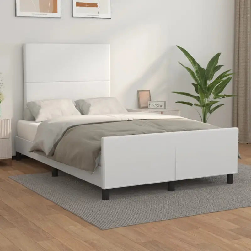 Bedframe met hoofdeinde en multiplex lattenbodem inclusief levering bevat - Wit / 120 x 190 cm / Effen ontwerp - Bedden