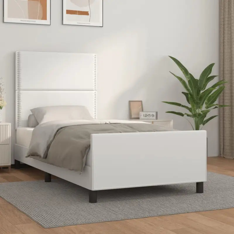 Bedframe met hoofdeinde en multiplex lattenbodem inclusief levering bevat - Wit / 100 x 200 cm / Effen met spijkers