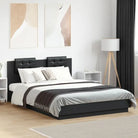 Bedframe met hoofdeinde en multiplex lattenbodem van bewerkt hout - Zwart / 150 x 200 cm - Bedden & bedframes