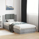 Bedframe met hoofdeinde en multiplex lattenbodem van bewerkt hout - Betongrijs / 100 x 200 cm - Bedden & bedframes