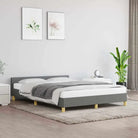 Bedframe met hoofdeinde en multiplex lattenbodem voor comfortabele nachtrust - Donkergrijs / 140 x 200 cm - Bedden &