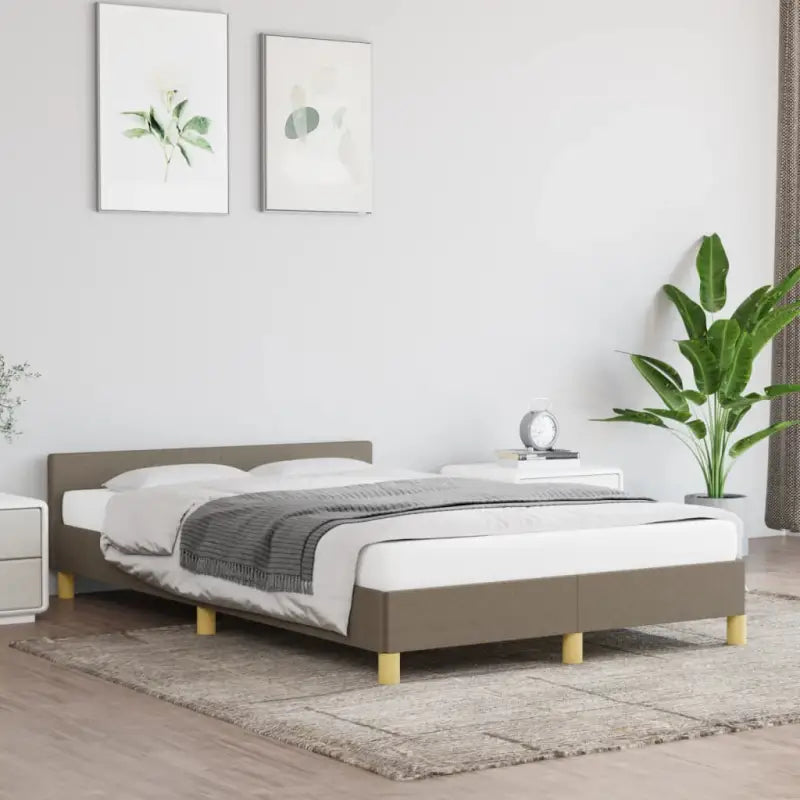Bedframe met hoofdeinde en multiplex lattenbodem voor comfortabele nachtrust - Taupe / 120 x 190 cm - Bedden & bedframes