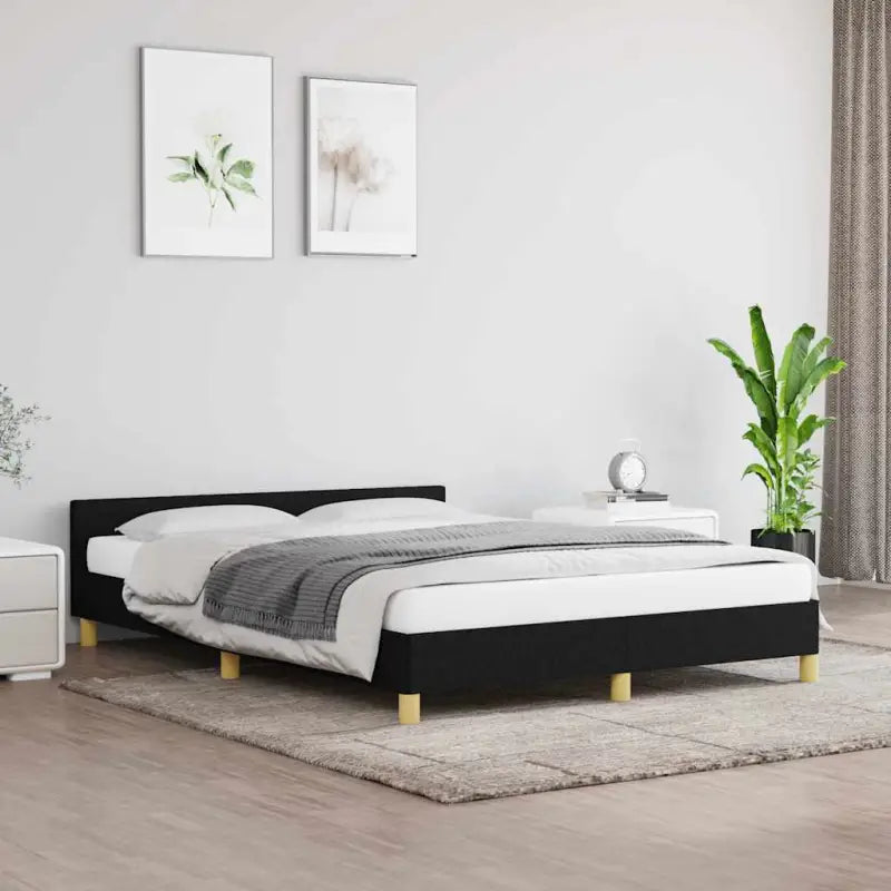 Bedframe met hoofdeinde en multiplex lattenbodem voor comfortabele nachtrust - Zwart / 140 x 190 cm - Bedden & bedframes