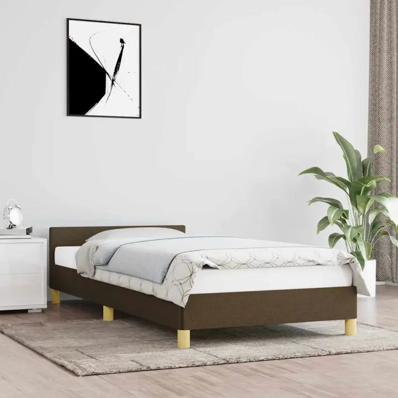Bedframe met hoofdeinde en multiplex lattenbodem voor comfortabele nachtrust - Donkerbruin / 90 x 200 cm - Bedden &