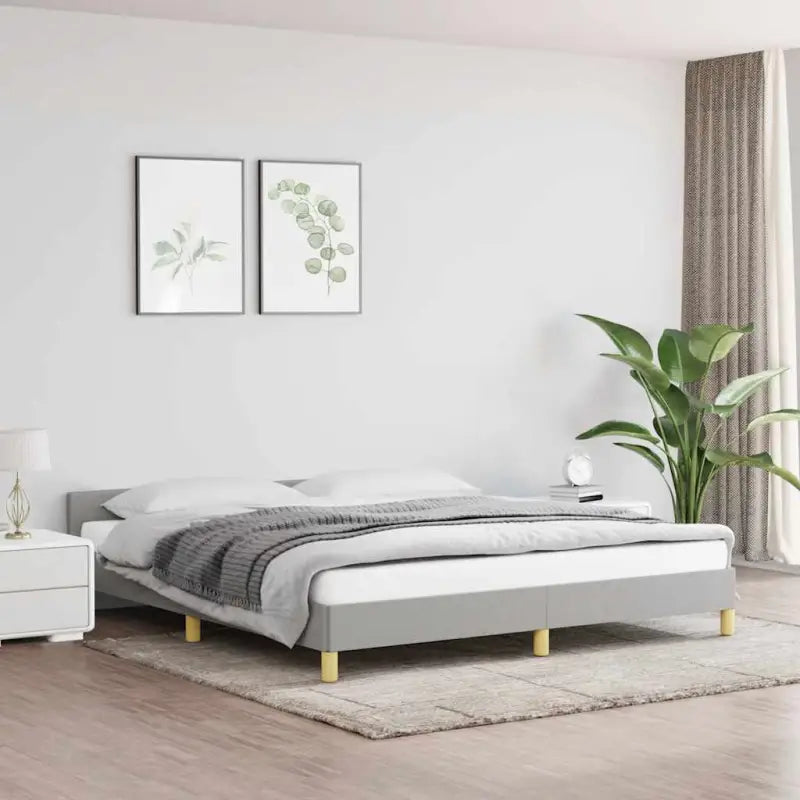 Bedframe met hoofdeinde en multiplex lattenbodem voor comfortabele nachtrust - Lichtgrijs / 160 x 200 cm - Bedden &