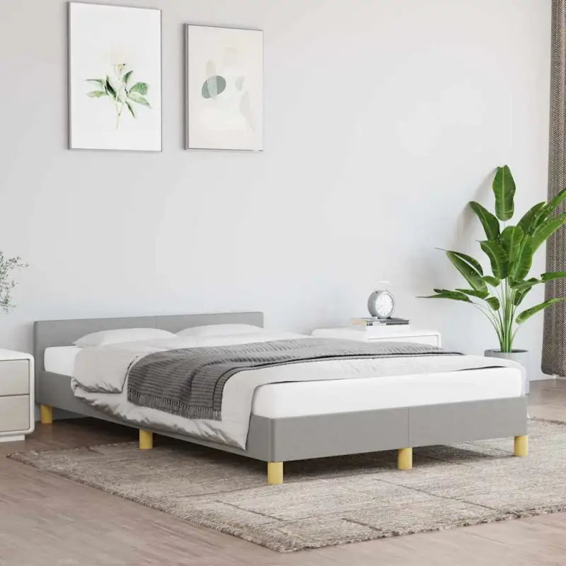 Bedframe met hoofdeinde en multiplex lattenbodem voor comfortabele nachtrust - Donkergrijs / 200 x 200 cm - Bedden &