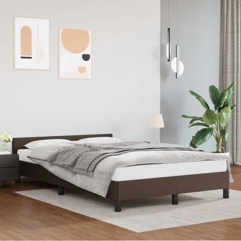 Bedframe met hoofdeinde en multiplex lattenbodem voor een goede nachtrust - Bruin / 120 x 200 cm - Bedden & bedframes