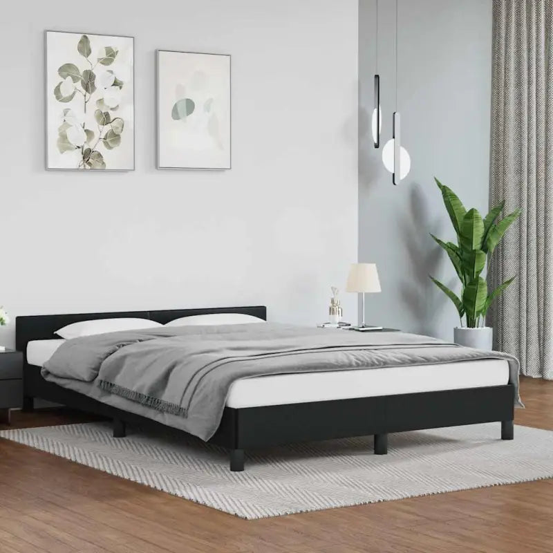 Bedframe met hoofdeinde en multiplex lattenbodem voor een goede nachtrust - Zwart / 140 x 200 cm - Bedden & bedframes