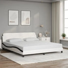 Bedframe met hoofdeinde en multiplex lattenbodem voor een goede nachtrust - Wit en zwart / 180 x 200 cm - Bedden &