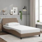 Bedframe met hoofdeinde en multiplex lattenbodem voor een goede nachtrust - Cappuccino / 100 x 200 cm - Bedden &
