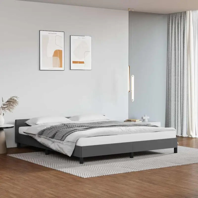 Bedframe met hoofdeinde en multiplex lattenbodem voor een goede nachtrust - Grijs / 160 x 200 cm - Bedden & bedframes