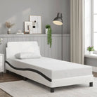 Bedframe met hoofdeinde en multiplex lattenbodem voor een goede nachtrust - Wit en zwart / 90 x 190 cm - Bedden &