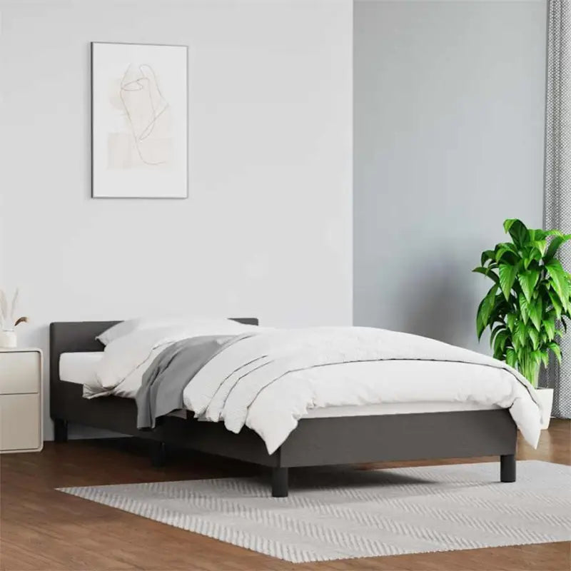 Bedframe met hoofdeinde en multiplex lattenbodem voor een goede nachtrust - Grijs / 90 x 190 cm - Bedden & bedframes