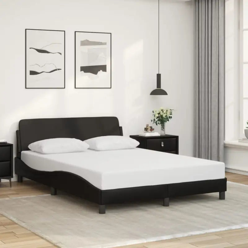 Bedframe met hoofdeinde en multiplex lattenbodem voor een goede nachtrust - Zwart / 140 x 190 cm - Bedden & bedframes