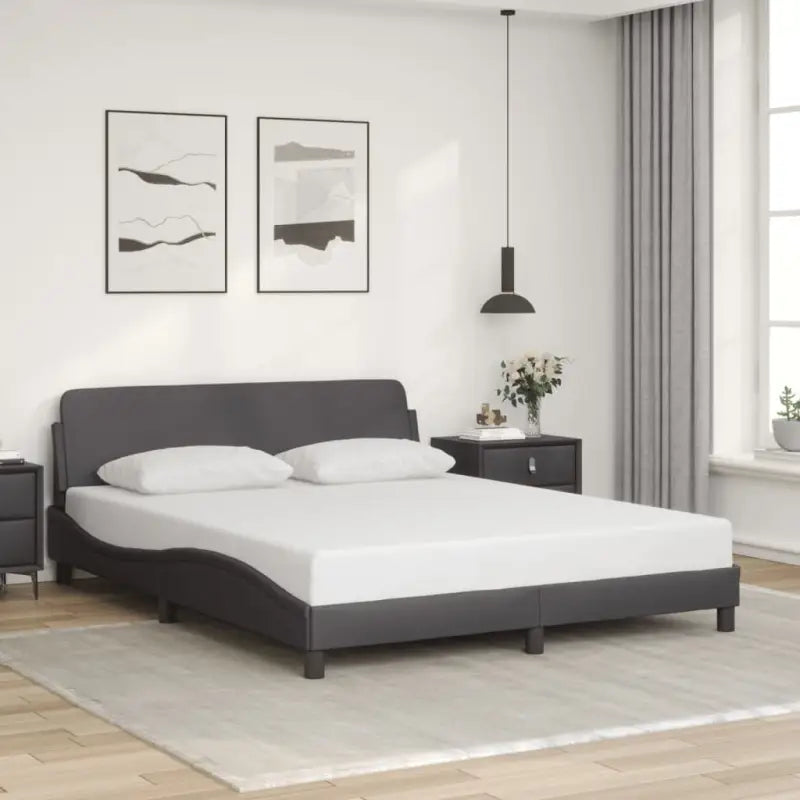 Bedframe met hoofdeinde en multiplex lattenbodem voor een goede nachtrust - Grijs / 160 x 200 cm - Bedden & bedframes