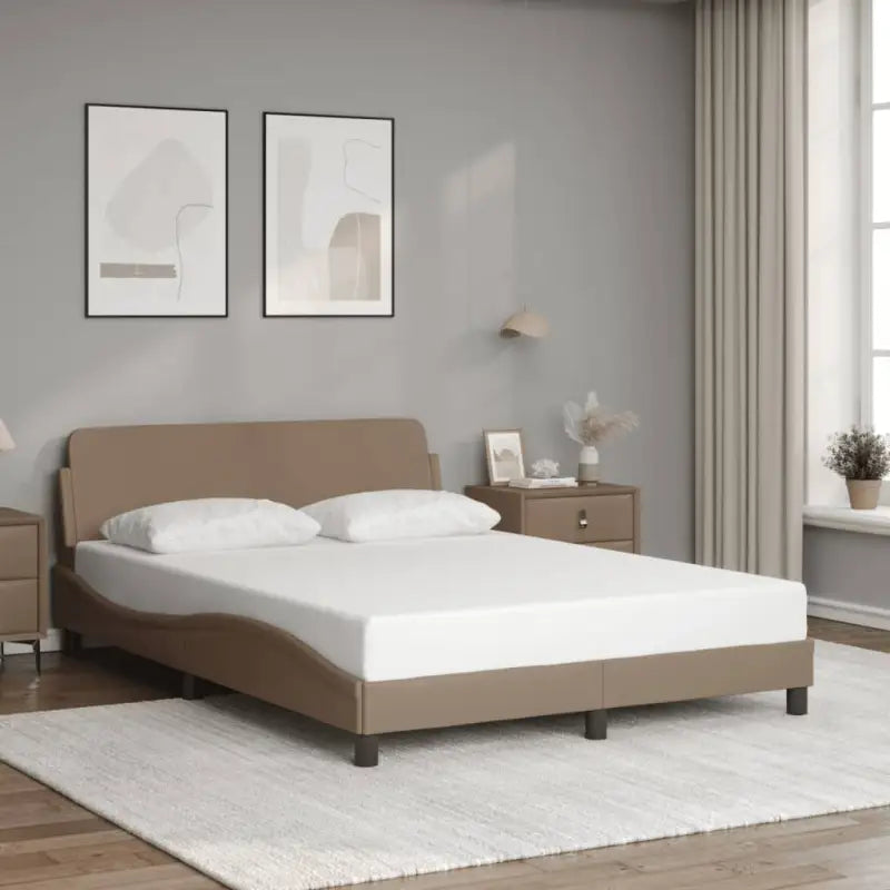 Bedframe met hoofdeinde en multiplex lattenbodem voor een goede nachtrust - Cappuccino / 140 x 200 cm - Bedden &