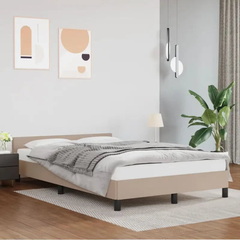Bedframe met hoofdeinde en multiplex lattenbodem voor een goede nachtrust - Cappuccino / 120 x 190 cm - Bedden &