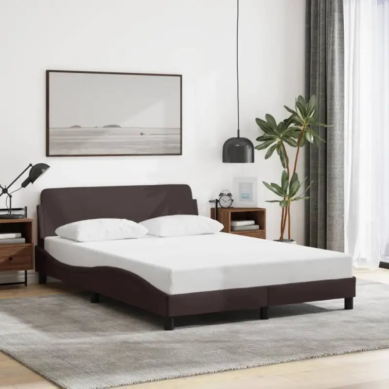 Bedframe met hoofdeinde en multiplex lattenbodem voor goede nachtrust - Donkerbruin / 140 x 190 cm - Bedden & bedframes