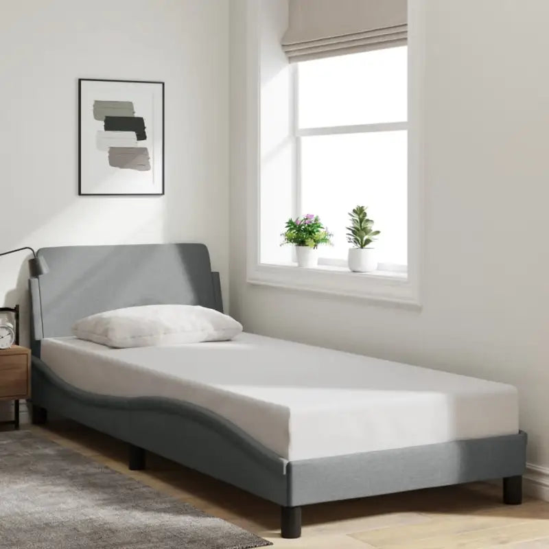 Bedframe met hoofdeinde en multiplex lattenbodem voor goede nachtrust - Lichtgrijs / 90 x 190 cm - Bedden & bedframes