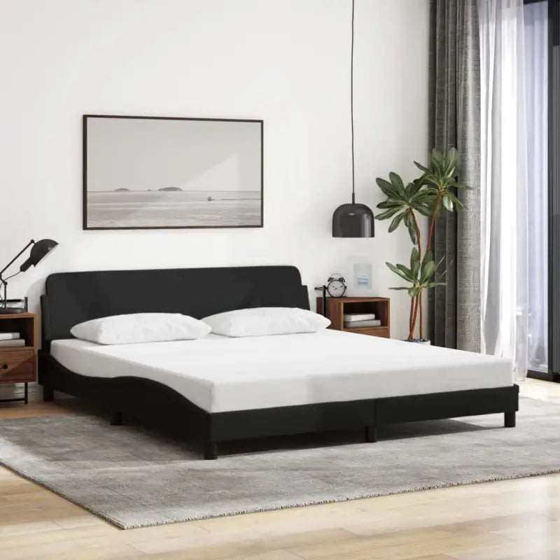 Bedframe met hoofdeinde en multiplex lattenbodem voor goede nachtrust - Zwart / 180 x 200 cm - Bedden & bedframes