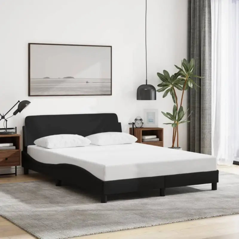 Bedframe met hoofdeinde en multiplex lattenbodem voor goede nachtrust - Zwart / 140 x 190 cm - Bedden & bedframes