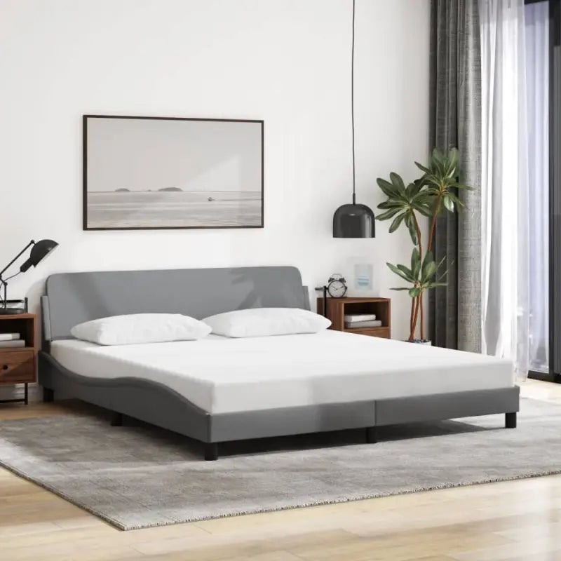 Bedframe met hoofdeinde en multiplex lattenbodem voor goede nachtrust - Lichtgrijs / 180 x 200 cm - Bedden & bedframes