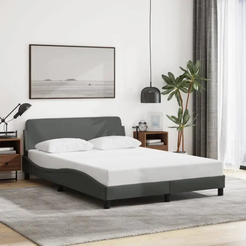 Bedframe met hoofdeinde en multiplex lattenbodem voor goede nachtrust - Donkergrijs / 120 x 200 cm - Bedden & bedframes
