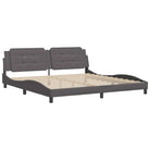 Bedframe met hoofdeinde in grijs materiaal en multiplex lattenbodem - Bedden & bedframes