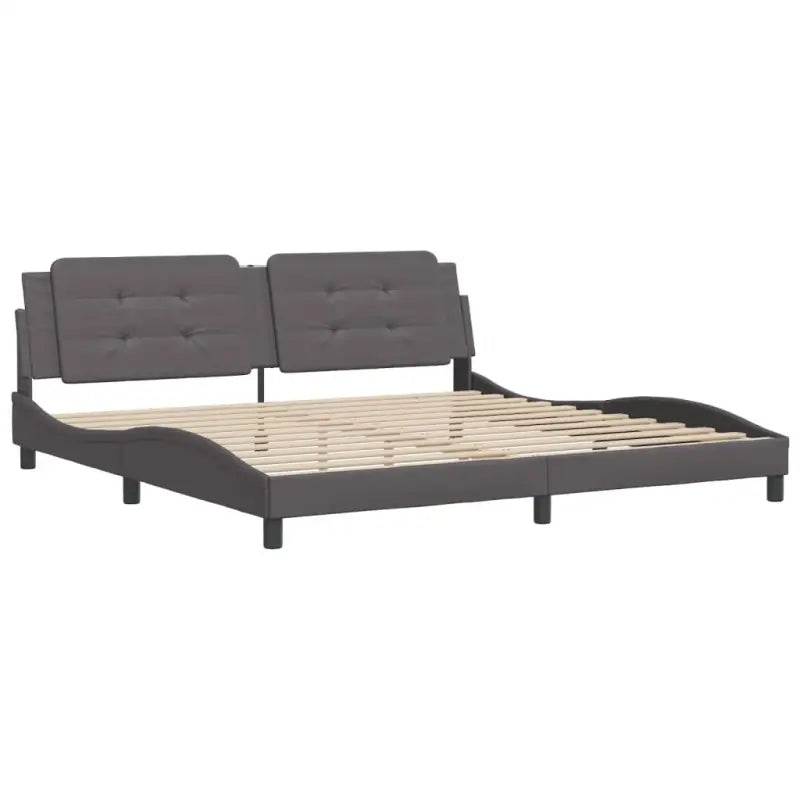 Bedframe met hoofdeinde in grijs materiaal en multiplex lattenbodem - Bedden & bedframes