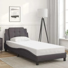 Bedframe met hoofdeinde in grijs materiaal en multiplex lattenbodem - Grijs / 80 x 200 cm - Bedden & bedframes
