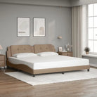 Bedframe met hoofdeinde in grijs materiaal en multiplex lattenbodem - Cappuccino / 200 x 200 cm - Bedden & bedframes