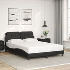 Bedframe met hoofdeinde in grijs materiaal en multiplex lattenbodem - Zwart / 120 x 200 cm - Bedden & bedframes