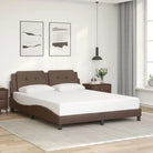 Bedframe met hoofdeinde in grijs materiaal en multiplex lattenbodem - Bruin / 160 x 200 cm - Bedden & bedframes