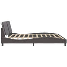 Bedframe met hoofdeinde in grijs materiaal en multiplex lattenbodem - Bedden & bedframes