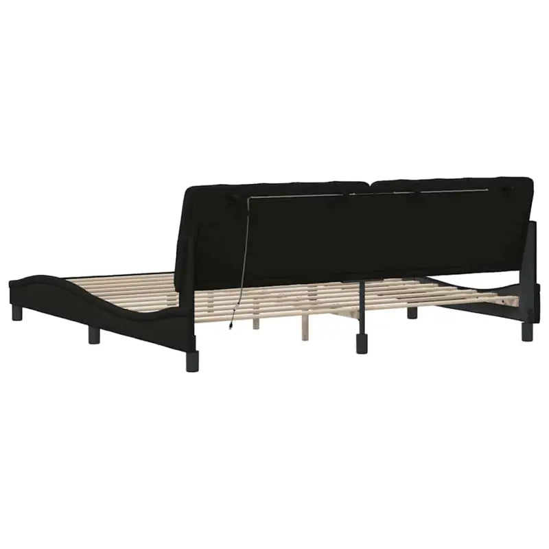 Bedframe met LED-verlichting en ademend vermogen in zwart materiaal - Bedden & bedframes