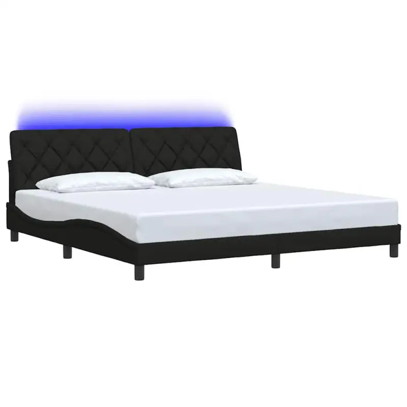 Bedframe met LED-verlichting en ademend vermogen in zwart materiaal - Bedden & bedframes