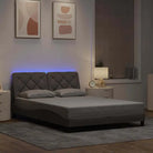 Bedframe met LED-verlichting en ademend vermogen in zwart materiaal - Taupe / 140 x 190 cm - Bedden & bedframes