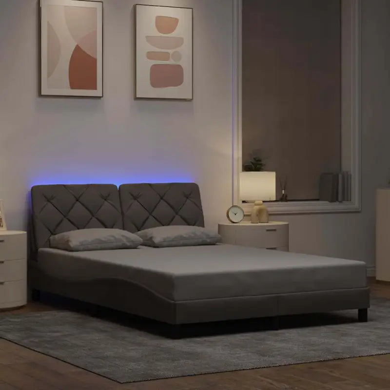 Bedframe met LED-verlichting en ademend vermogen in zwart materiaal - Taupe / 140 x 190 cm - Bedden & bedframes