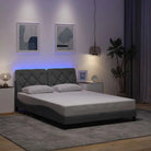 Bedframe met LED-verlichting en ademend vermogen in zwart materiaal - Lichtgrijs / 120 x 200 cm - Bedden & bedframes