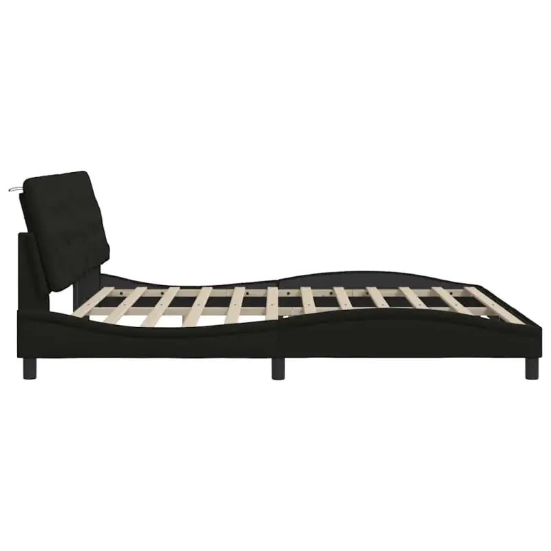 Bedframe met LED-verlichting en ademend vermogen in zwart materiaal - Bedden & bedframes