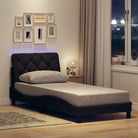 Bedframe met LED-verlichting en ademend vermogen in zwart materiaal - Donkerbruin / 90 x 200 cm - Bedden & bedframes