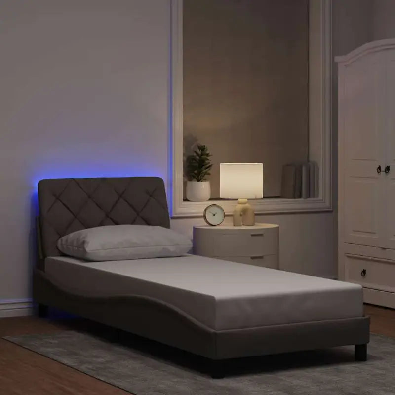 Bedframe met LED-verlichting en ademend vermogen in zwart materiaal - Taupe / 90 x 190 cm - Bedden & bedframes