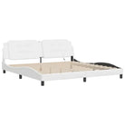 Bedframe met LED-verlichting en multiplex lattenbodem in wit materiaal - Bedden & bedframes