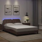 Bedframe met LED-verlichting en multiplex lattenbodem in wit materiaal - Bruin / 140 x 190 cm - Bedden & bedframes