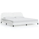 Bedframe met LED-verlichting en multiplex lattenbodem in wit materiaal - Bedden & bedframes
