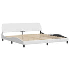 Bedframe met LED-verlichting en multiplex lattenbodem in wit materiaal - Bedden & bedframes
