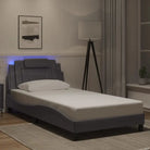 Bedframe met LED-verlichting en multiplex lattenbodem voor comfort - Grijs / 100 x 200 cm - Bedden & bedframes