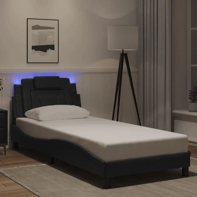 Bedframe met LED-verlichting en multiplex lattenbodem voor comfort - Zwart / 90 x 200 cm - Bedden & bedframes