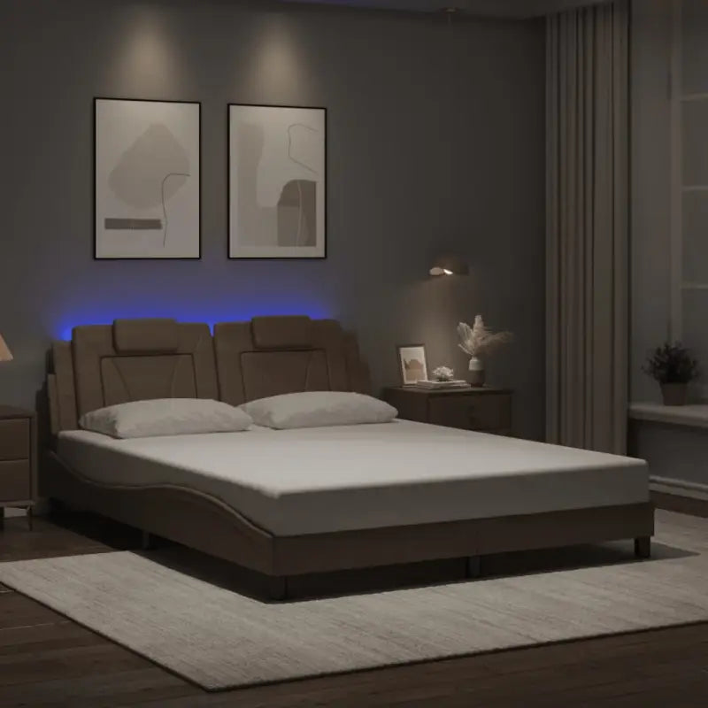 Bedframe met LED-verlichting en multiplex lattenbodem voor comfort - Cappuccino / 160 x 200 cm - Bedden & bedframes