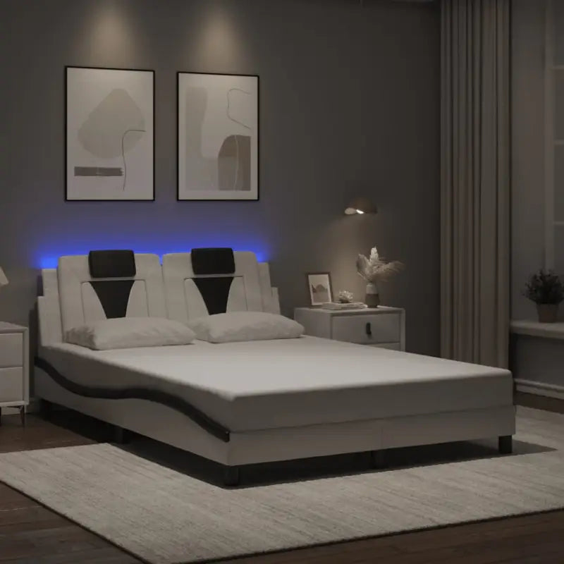 Bedframe met LED-verlichting en multiplex lattenbodem voor comfort - Wit en zwart / 120 x 200 cm - Bedden & bedframes